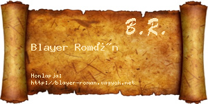 Blayer Román névjegykártya